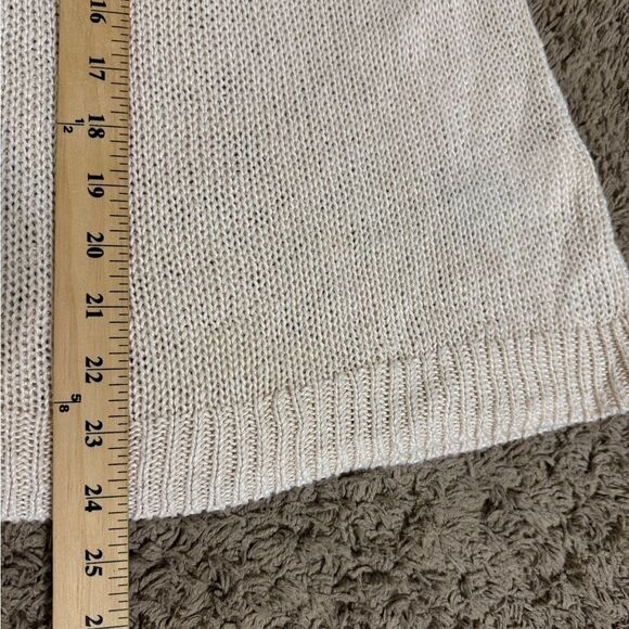 J. Crew Women Cream Lace-Up Open Knit Linen Sweater size XL Fisherman Coastal - Picture 7 of 8